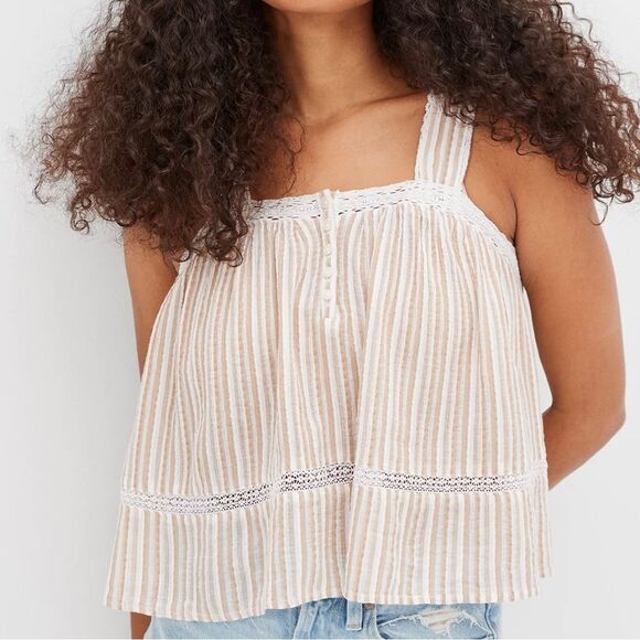 American‎ Eagle Wide Strap Babydoll Blouse Size large NWT - Picture 1 of 13
